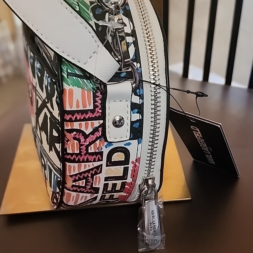 Karl Lagerfeld Multicolor Graffiti Mini Dome Crossbody Nwt - Picture 7 of 13